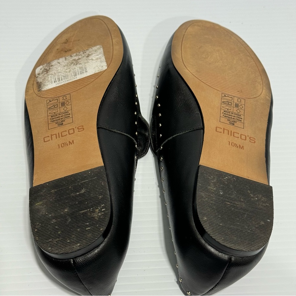 Chicos Black Studded Leather Loafers Size 10 1/2 - Picture 10 of 12
